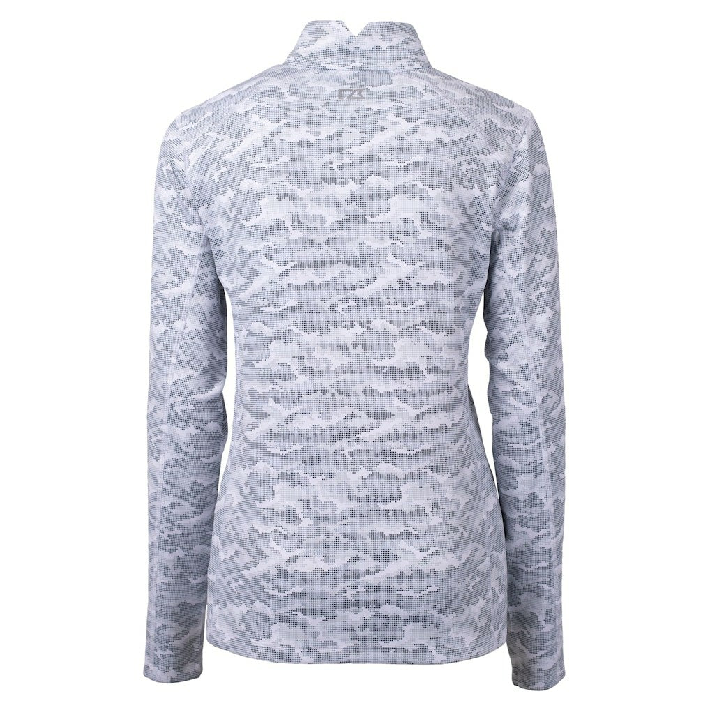 New Orleans Saints Cutter & Buck Women's Helmet Logo Traverse Camo Print Stretch Quarter-Zip Pullover Top Charcoal - NFL