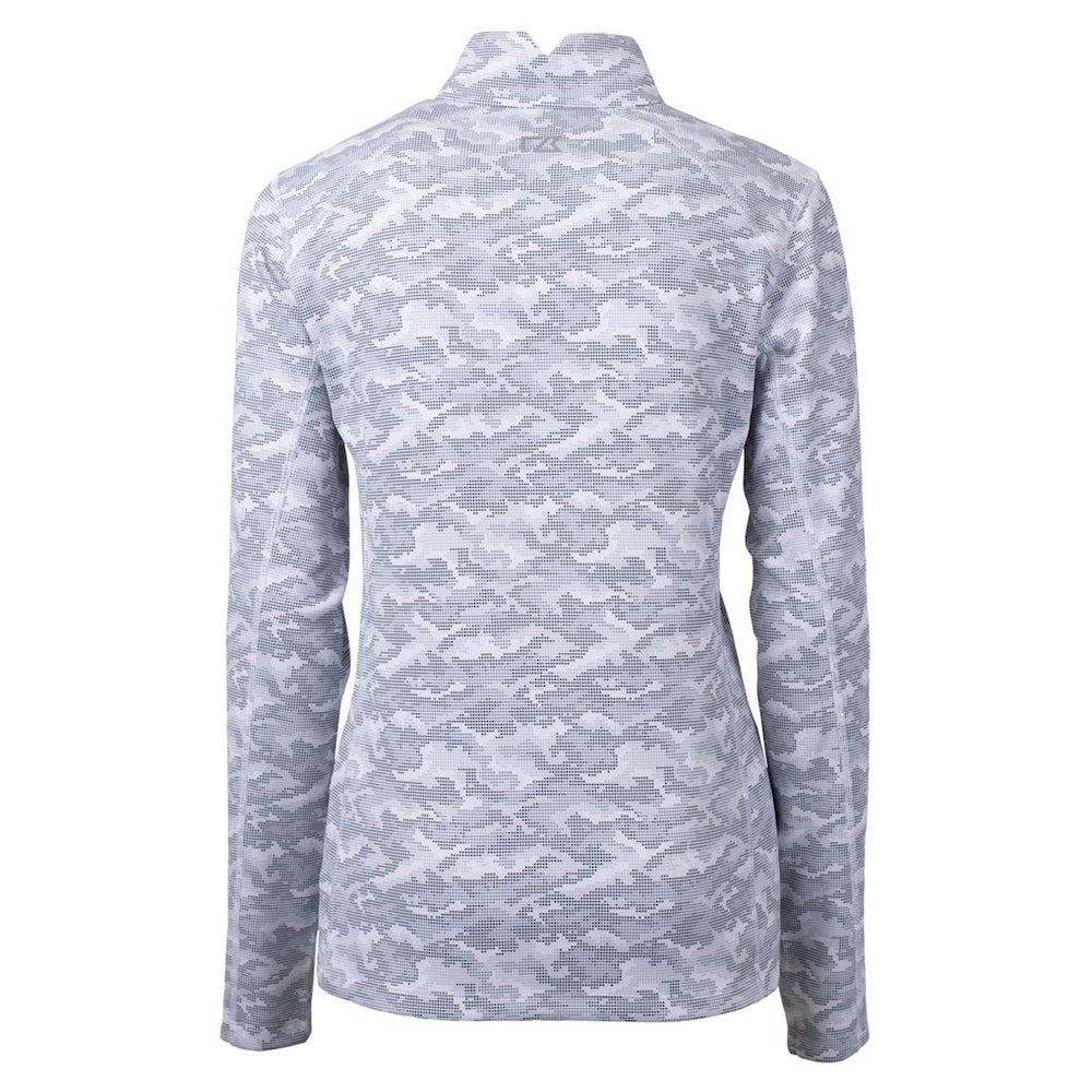 New Orleans Saints Cutter & Buck Women's Helmet Logo Traverse Camo Print Stretch Quarter-Zip Pullover Top Charcoal - NFL