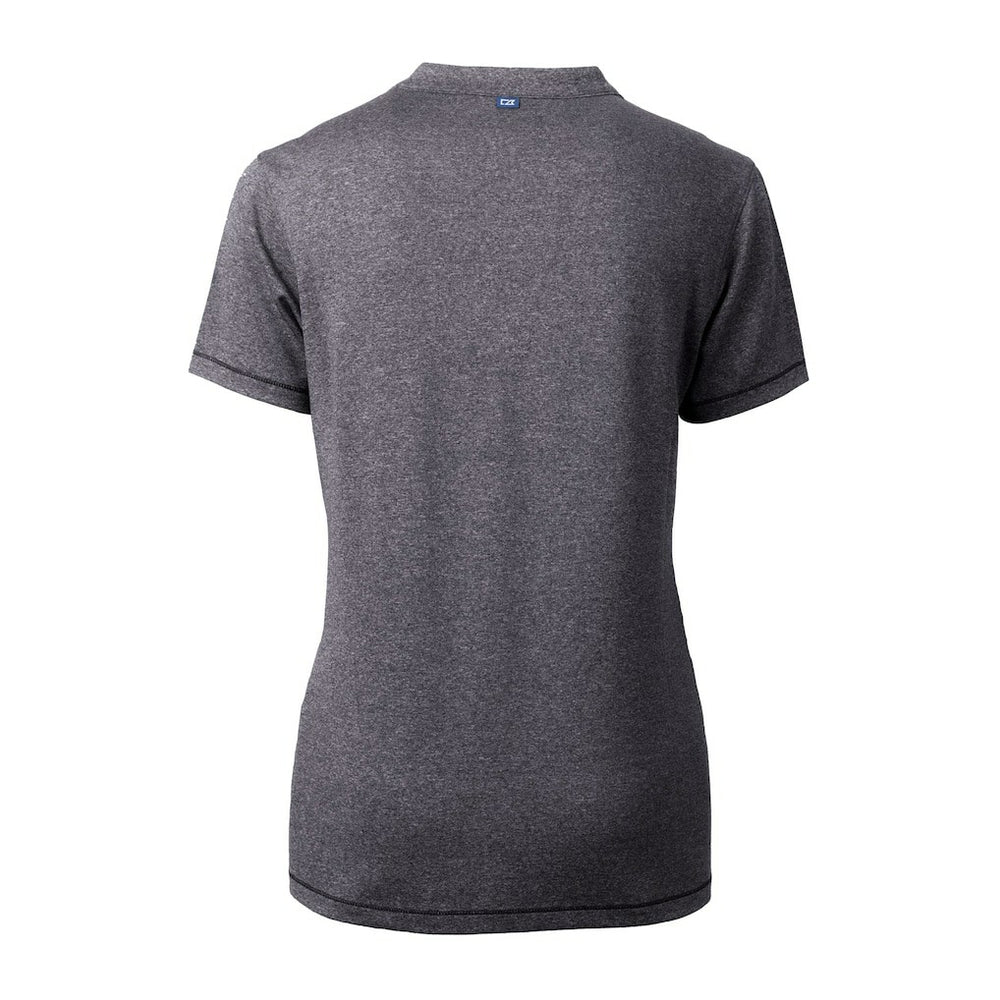 Jacksonville Jaguars Cutter & Buck Women's Helmet Logo DryTec Forge Stretch V-Neck Blade Top Heather Charcoal - NFL