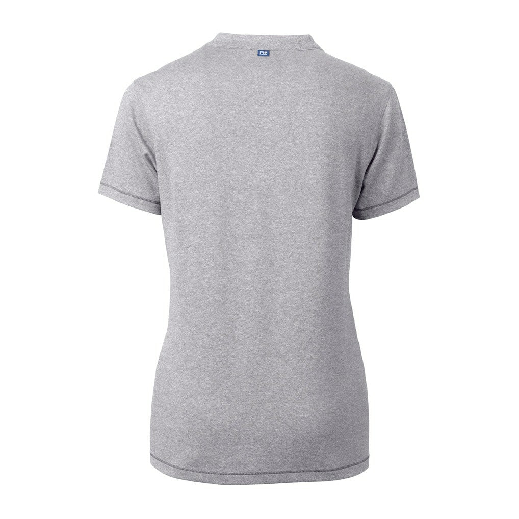 Jacksonville Jaguars Cutter & Buck Women's Helmet Logo DryTec Forge Stretch V-Neck Blade Top Heather Gray - NFL
