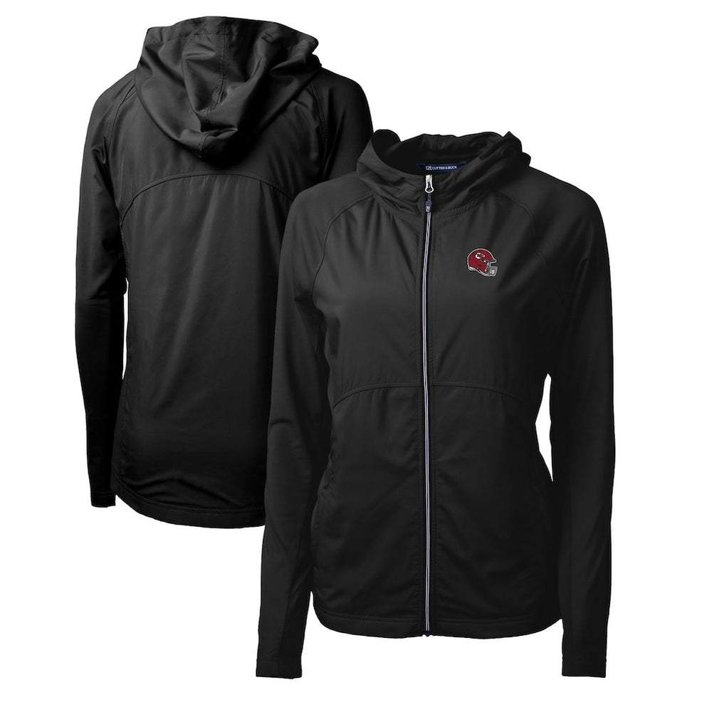 Kansas City Chiefs Cutter & Buck Women's Helmet Logo Adapt Eco Knit Hybrid Recycled Full-Zip Hoodie Black - NFL