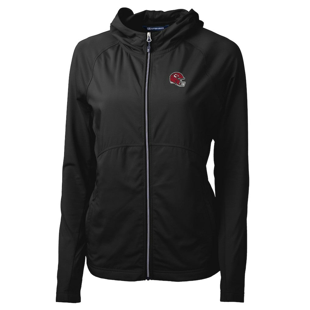 Kansas City Chiefs Cutter & Buck Women's Helmet Logo Adapt Eco Knit Hybrid Recycled Full-Zip Hoodie Black - NFL
