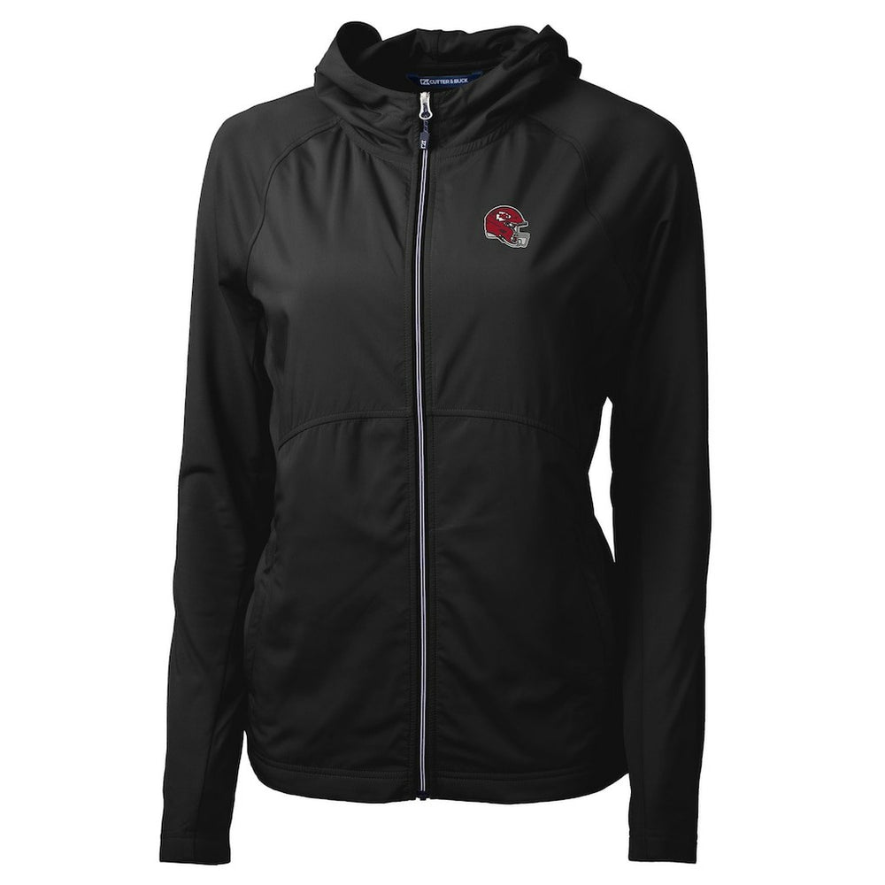 Kansas City Chiefs Cutter & Buck Women's Helmet Logo Adapt Eco Knit Hybrid Recycled Full-Zip Hoodie Black - NFL