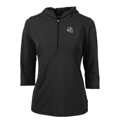 Carolina Panthers Cutter & Buck Women's Helmet Logo DryTec Virtue Eco Pique Recycled 3/4-Sleeve Half-Zip Pullover Hoodie Black - NFL