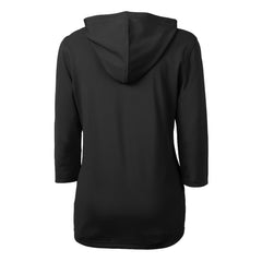 Carolina Panthers Cutter & Buck Women's Helmet Logo DryTec Virtue Eco Pique Recycled 3/4-Sleeve Half-Zip Pullover Hoodie Black - NFL