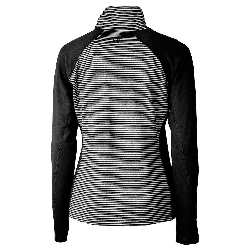 Cincinnati Bengals Cutter & Buck Women's Helmet Logo DryTec Forge Tonal Stripe Stretch Half-Zip Top Black - NFL