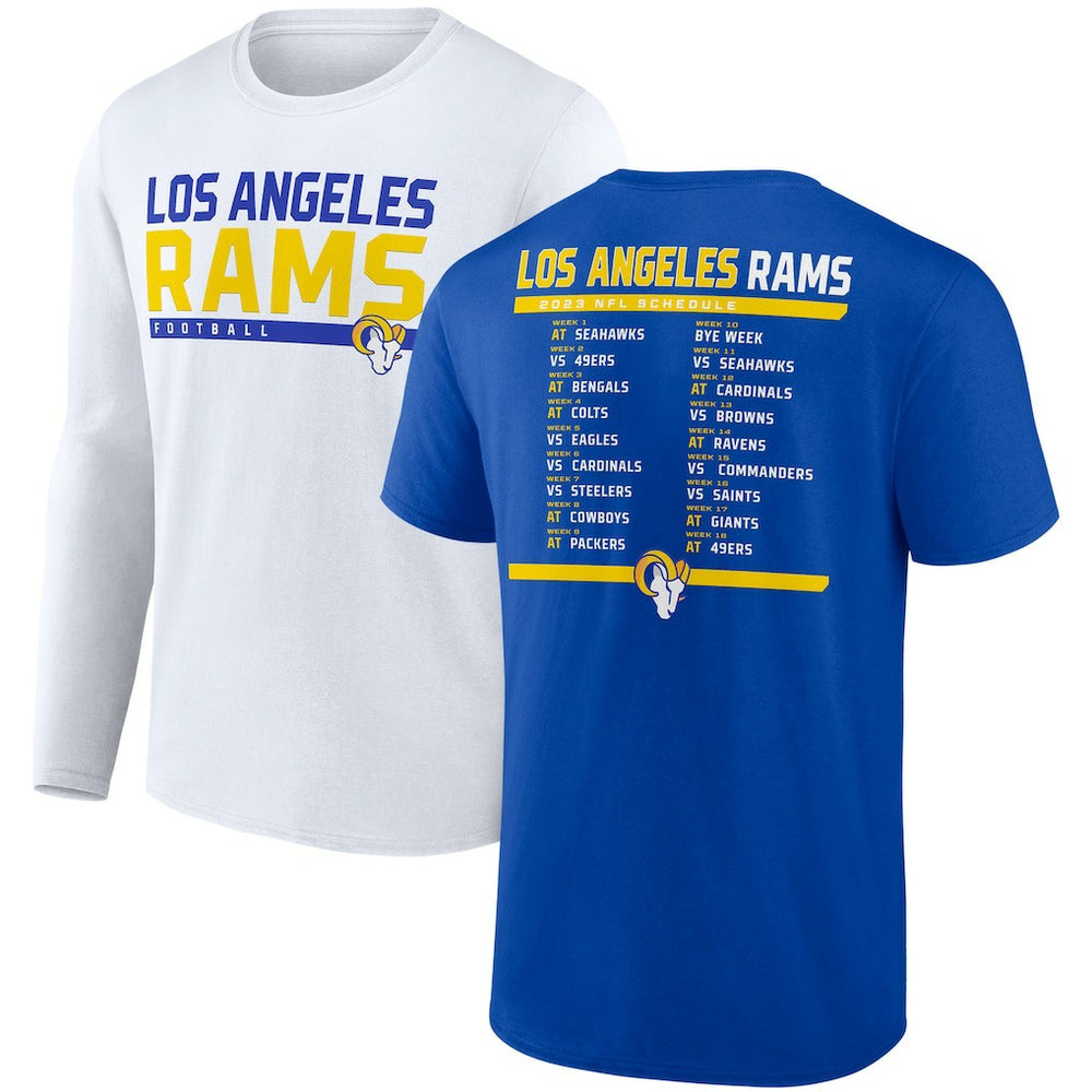 Los Angeles Rams Two-Pack 2023 Schedule T-Shirt Combo Set Royal/White - Fanatics