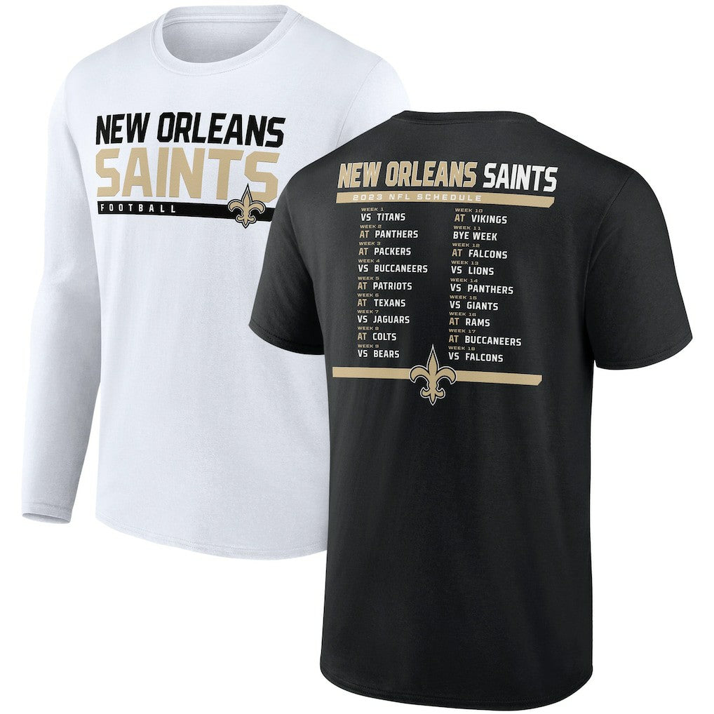 New Orleans Saints Two-Pack 2023 Schedule T-Shirt Combo Set Black/White - Fanatics