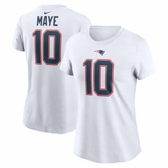 Drake Maye New England Patriots Women's Player Name & Number T-Shirt White - Nike