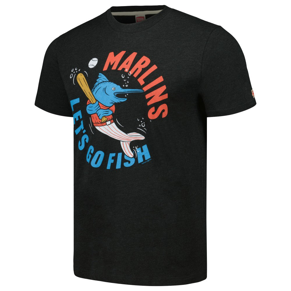 Miami Marlins Homage Doodle Collection Let's Go Fish Tri-Blend T-Shirt Lifestyle