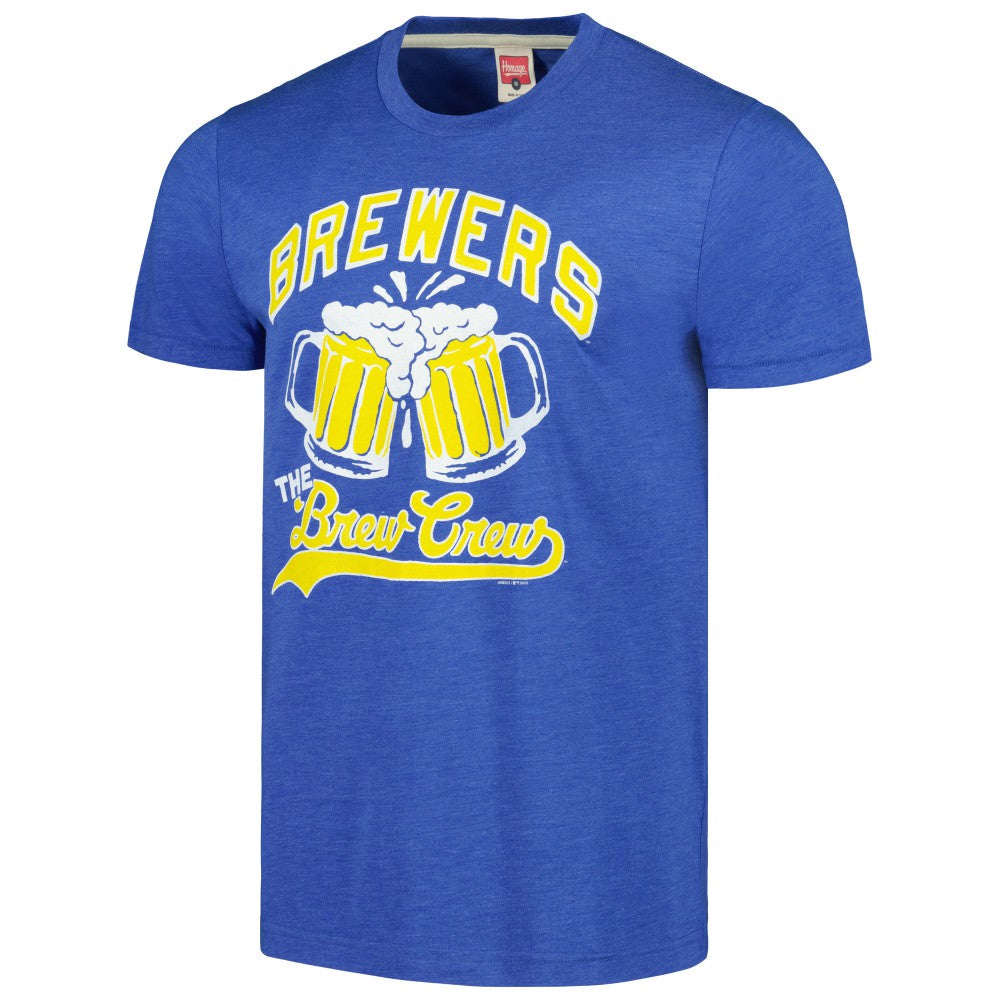 Milwaukee Brewers Homage Doodle Collection The Brew Crew Tri-Blend T-Shirt On Sale