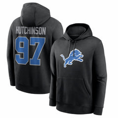 Aidan Hutchinson Detroit Lions Name & Number Fleece Hoodie Black - Nike