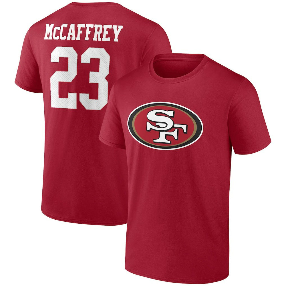 Christian McCaffrey San Francisco 49ers Player Icon Name & Number T-Shirt Scarlet - Fanatics