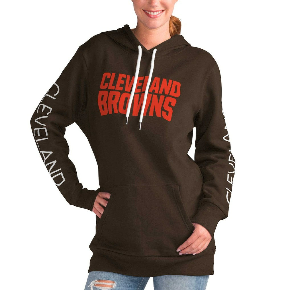 Cleveland Browns G-III 4Her by Carl Banks Women's Extra Inning Pullover Hoodie Brown - NFL