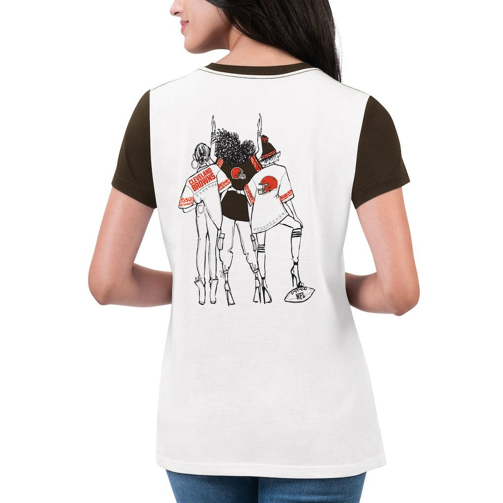 Cleveland Browns G-III 4Her by Carl Banks Women's Fashion Illustration T-Shirt White/Brown - NFL