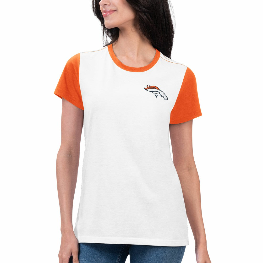 Denver Broncos G-III 4Her by Carl Banks Women's Fashion Illustration T-Shirt White/Orange - NFL
