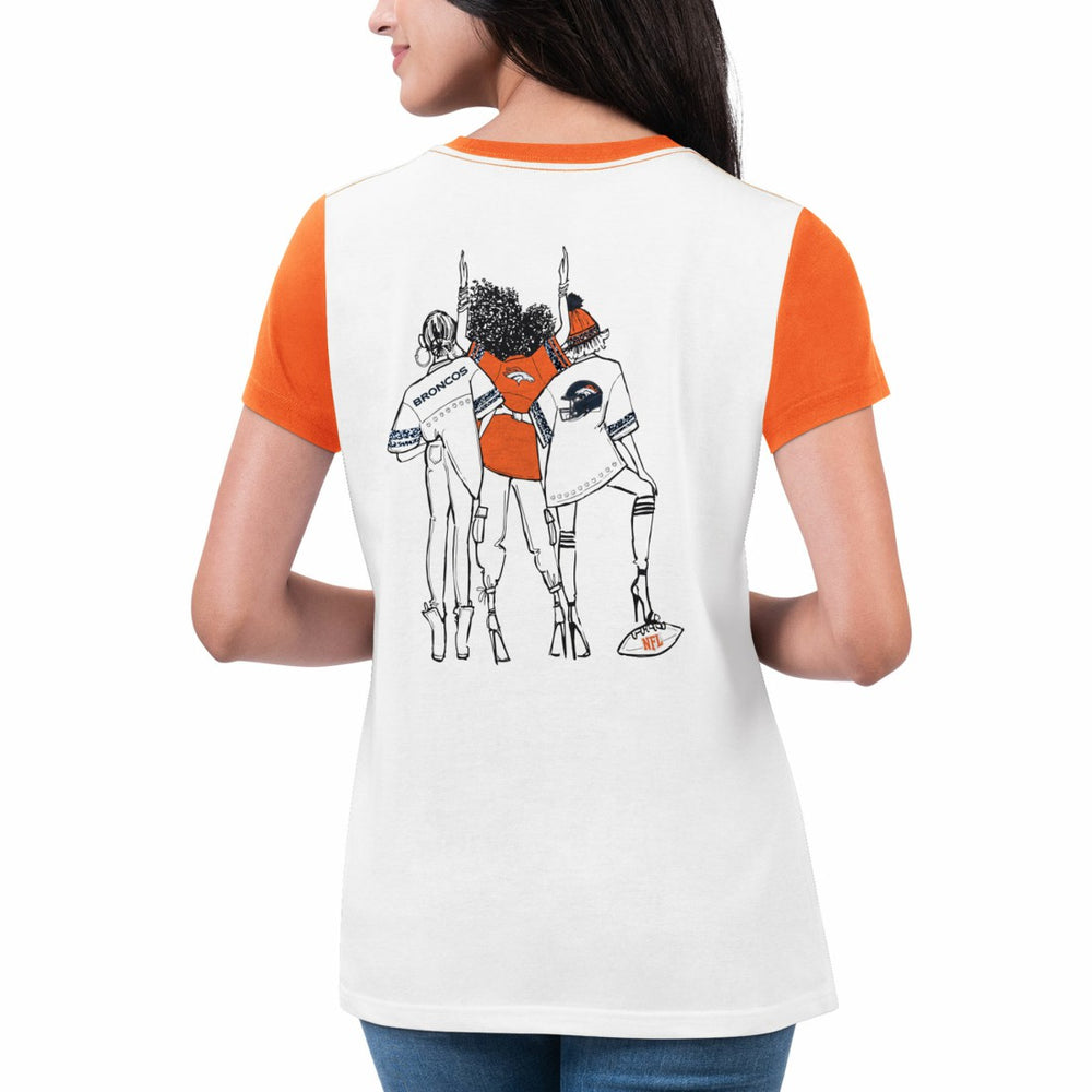 Denver Broncos G-III 4Her by Carl Banks Women's Fashion Illustration T-Shirt White/Orange - NFL