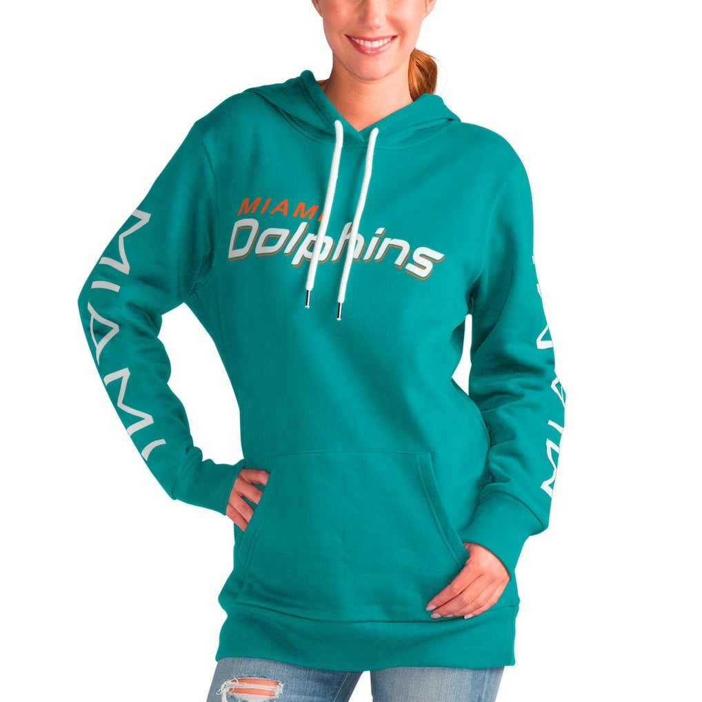 Miami Dolphins G-III 4Her by Carl Banks Women's Extra Inning Pullover Hoodie Aqua - NFL