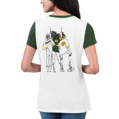 Green Bay Packers G-III 4Her by Carl Banks Women's Fashion Illustration T-Shirt White/Green - NFL