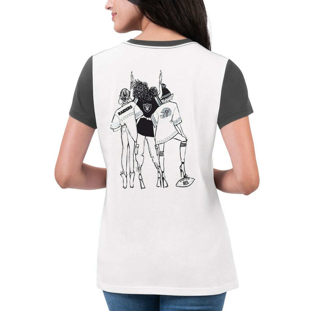 Las Vegas Raiders G-III 4Her by Carl Banks Women's Fashion Illustration T-Shirt White/Black - NFL