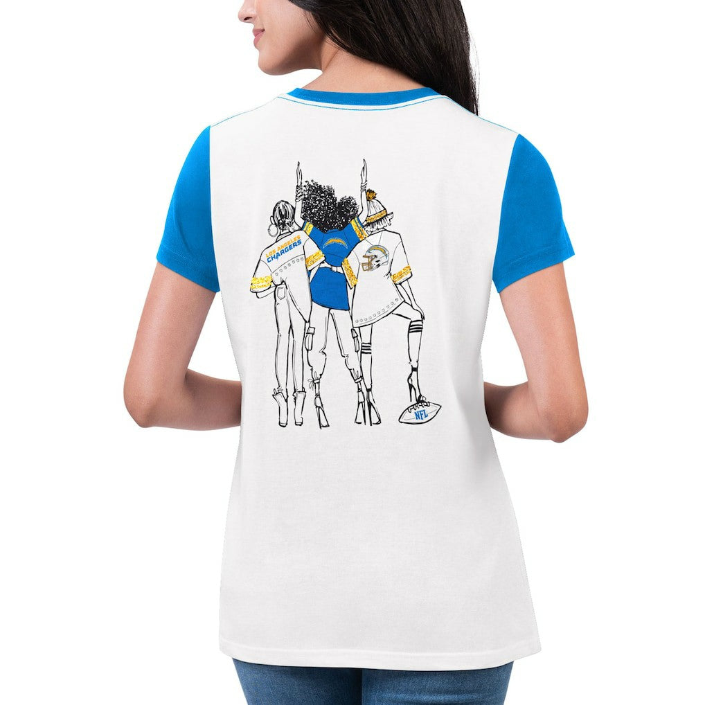 Los Angeles Chargers G-III 4Her by Carl Banks Women's Fashion Illustration T-Shirt White/Powder Blue - NFL