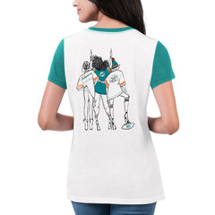 Miami Dolphins G-III 4Her by Carl Banks Women's Fashion Illustration T-Shirt White/Aqua - NFL