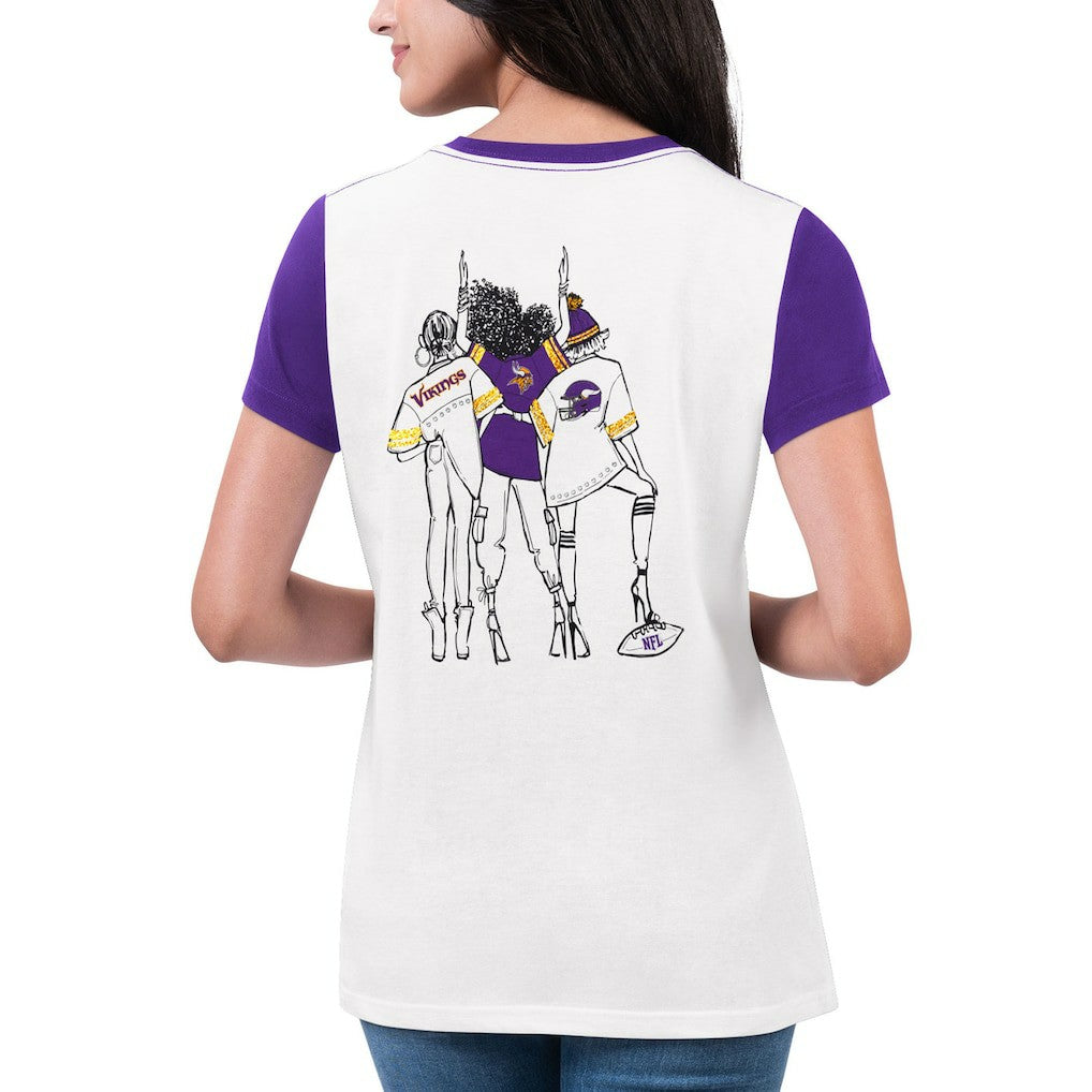 Minnesota Vikings G-III 4Her by Carl Banks Women's Fashion Illustration T-Shirt White/Purple - NFL