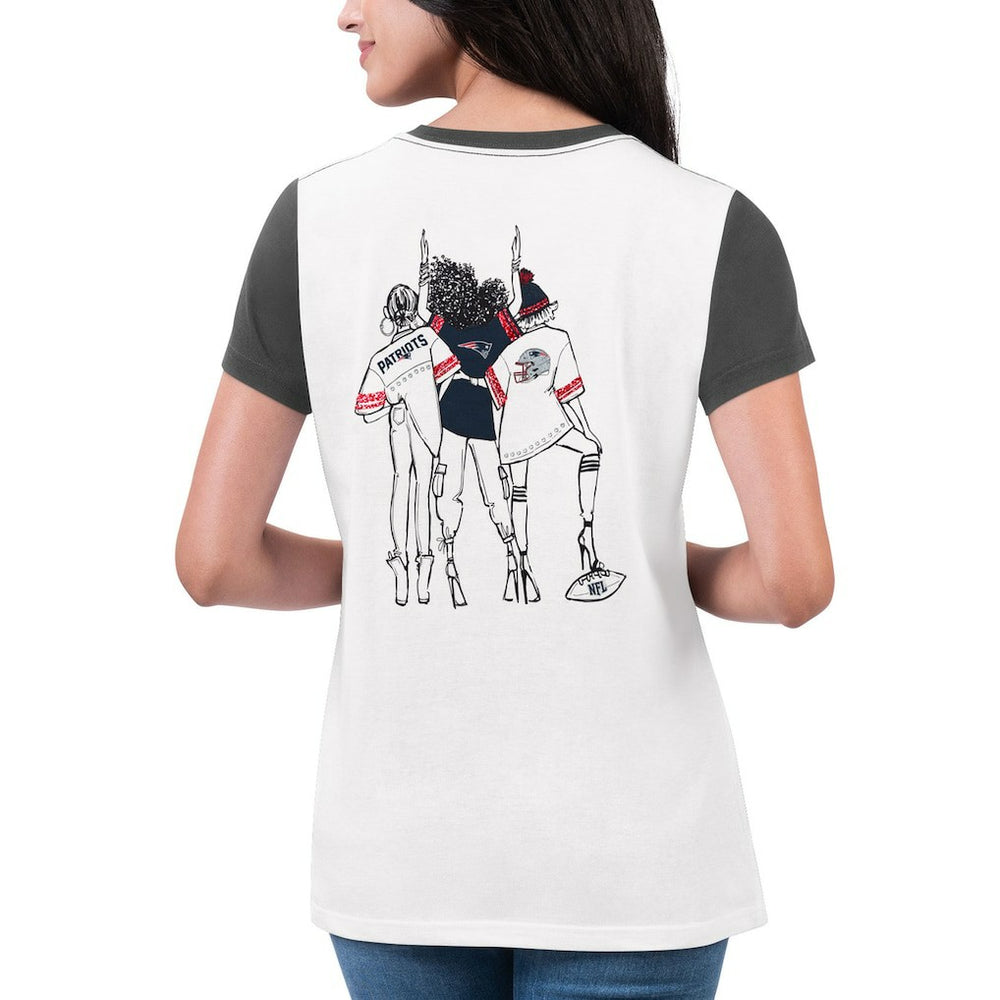 New England Patriots G-III 4Her by Carl Banks Women's Fashion Illustration T-Shirt White/Navy - NFL