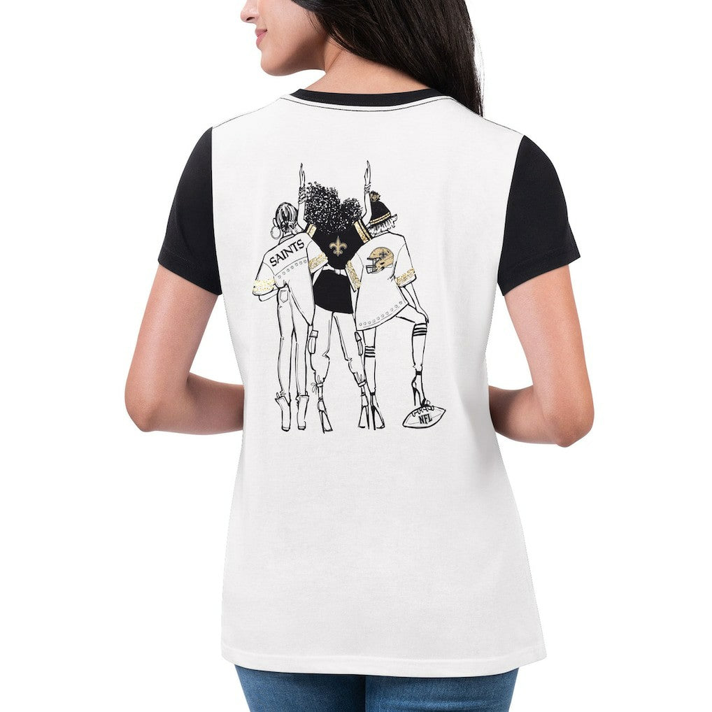 New Orleans Saints G-III 4Her by Carl Banks Women's Fashion Illustration T-Shirt White/Black - NFL