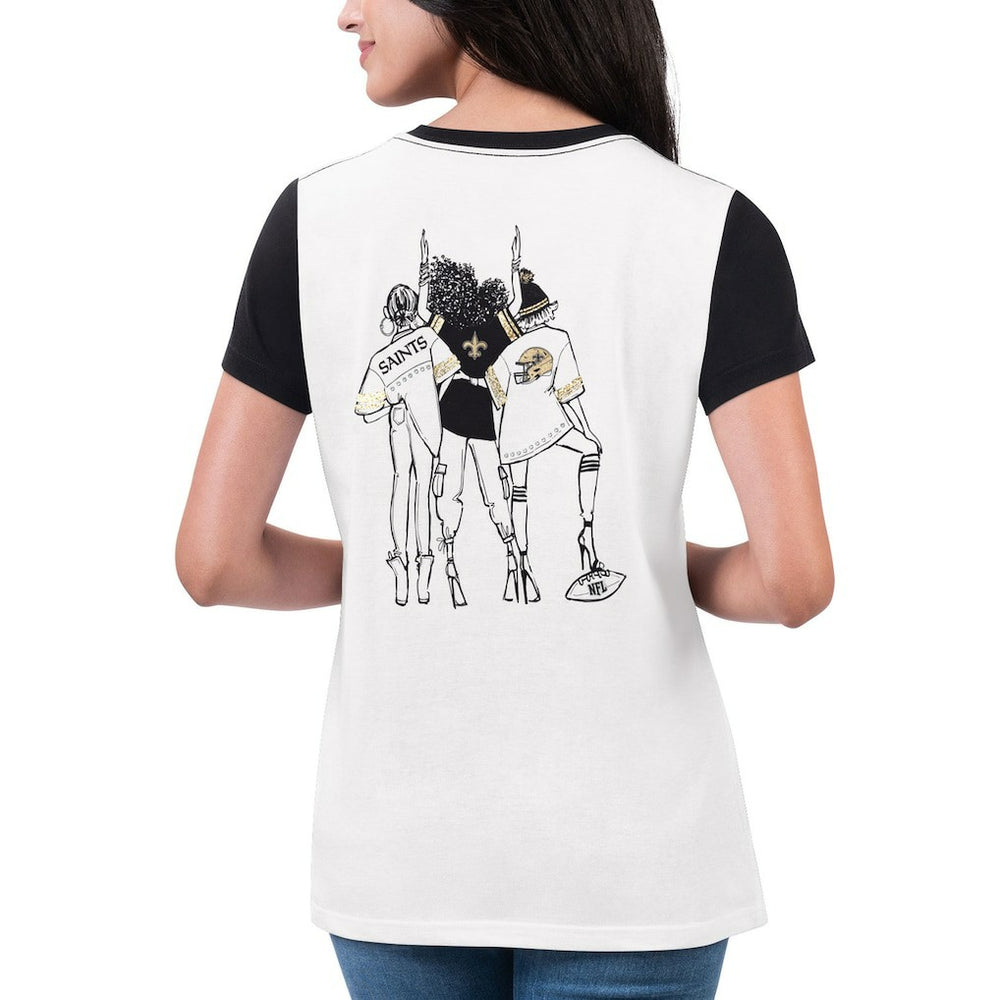 New Orleans Saints G-III 4Her by Carl Banks Women's Fashion Illustration T-Shirt White/Black - NFL