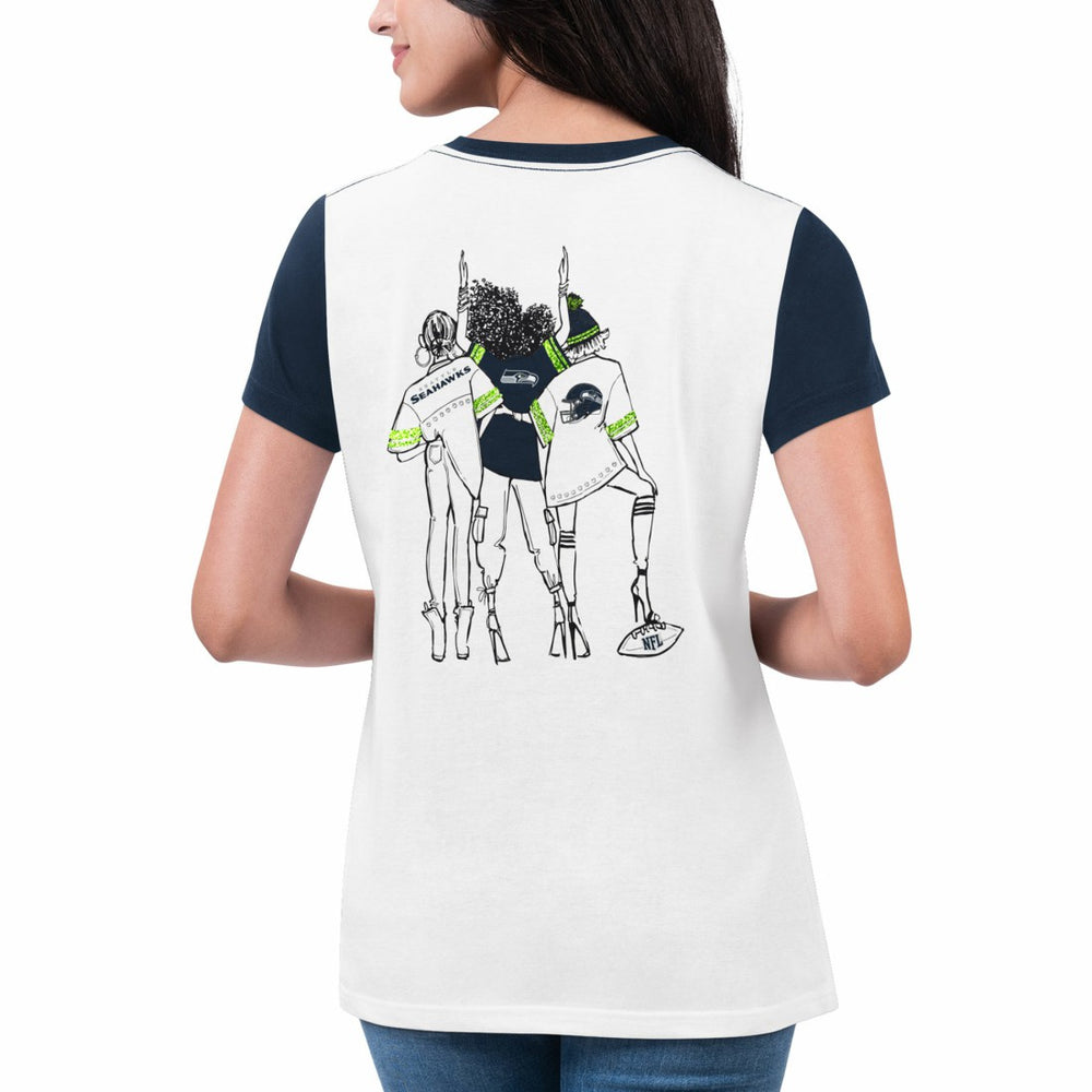 Seattle Seahawks G-III 4Her by Carl Banks Women's Fashion Illustration T-Shirt White/College Navy - NFL