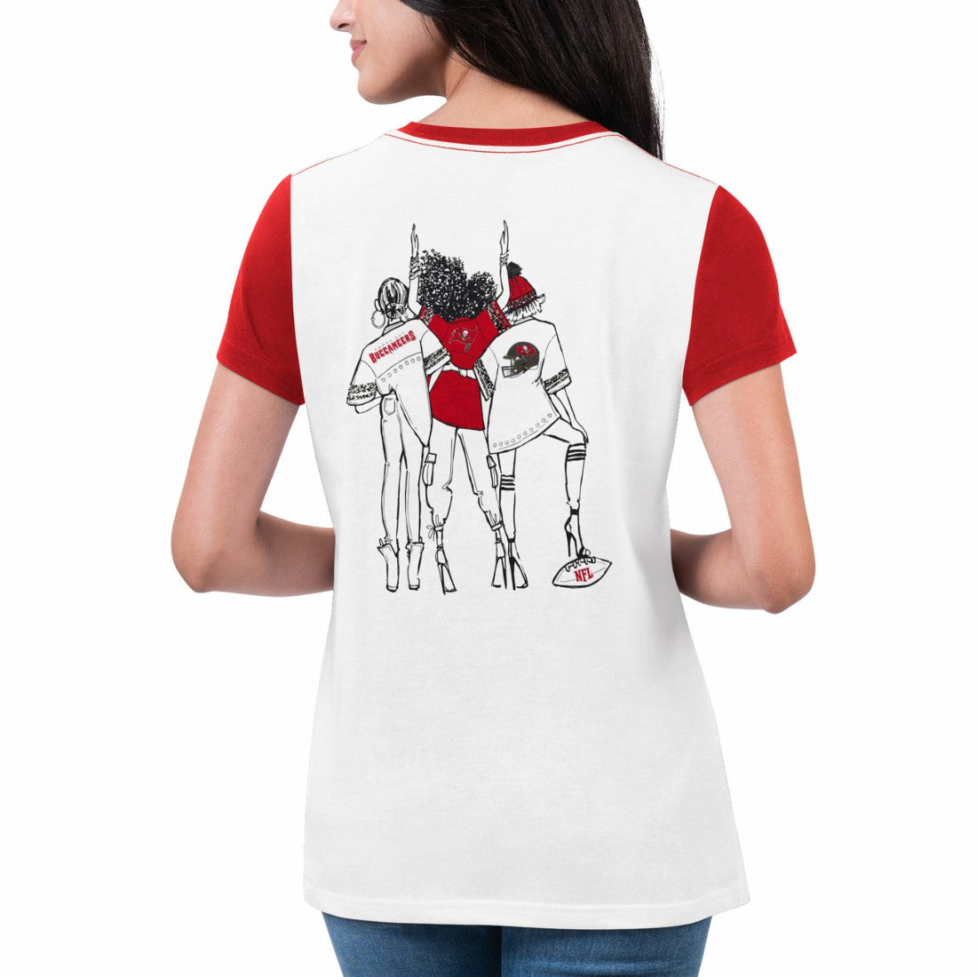 Tampa Bay Buccaneers G-III 4Her by Carl Banks Women's Fashion Illustration T-Shirt White/Red - NFL