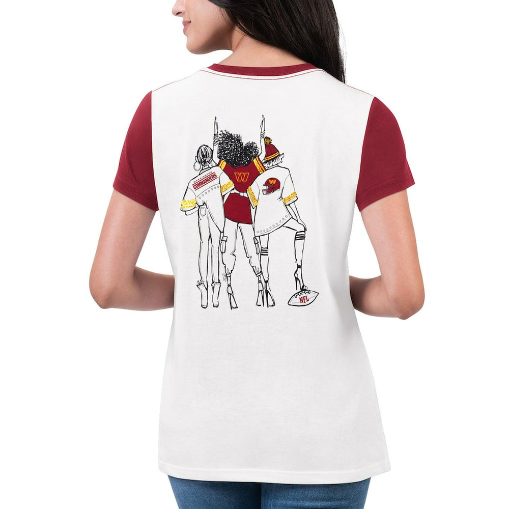 Washington Commanders G-III 4Her by Carl Banks Women's Fashion Illustration T-Shirt White/Burgundy - NFL