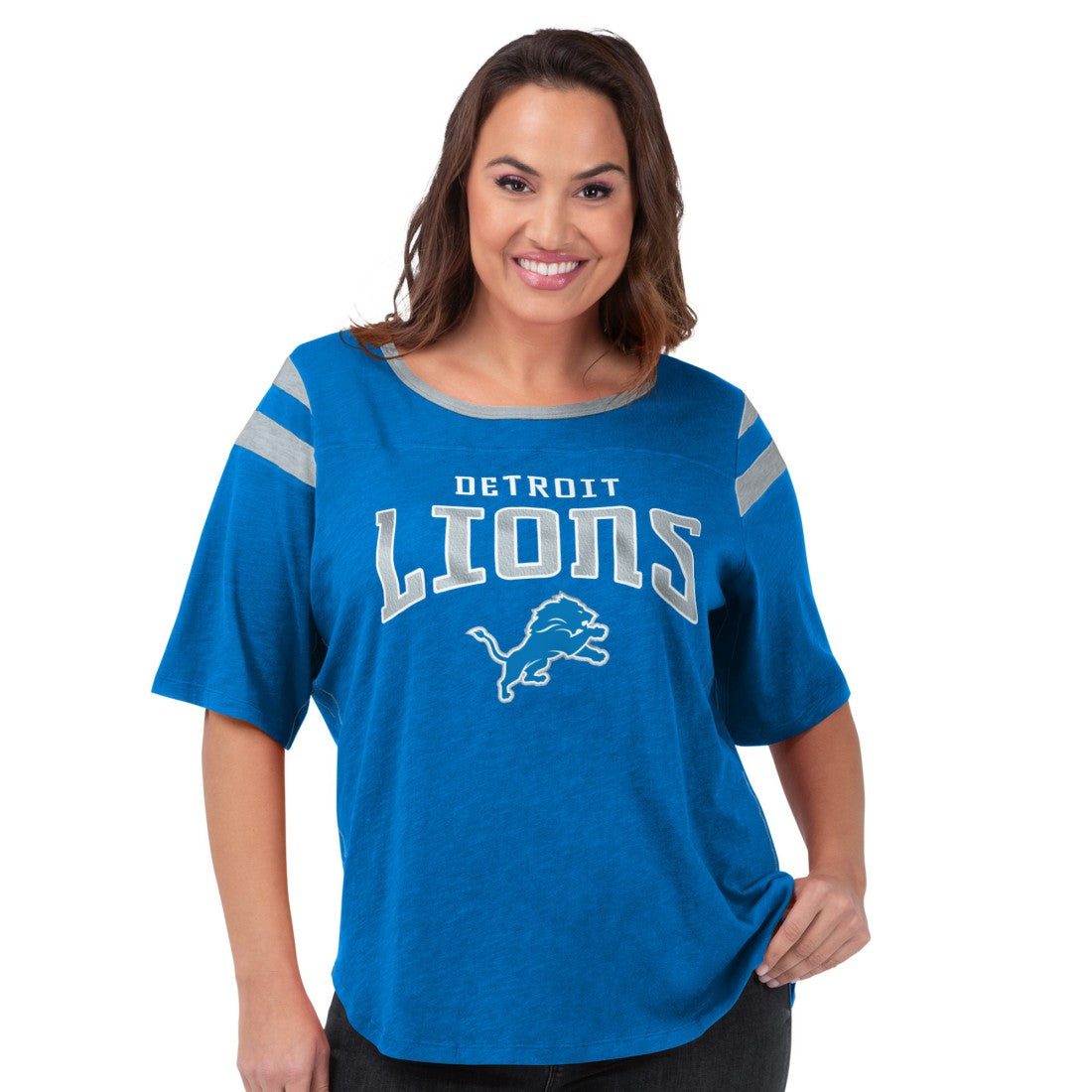 Detroit Lions G-III 4Her by Carl Banks Women's Plus Size Linebacker T-Shirt Royal - NFL