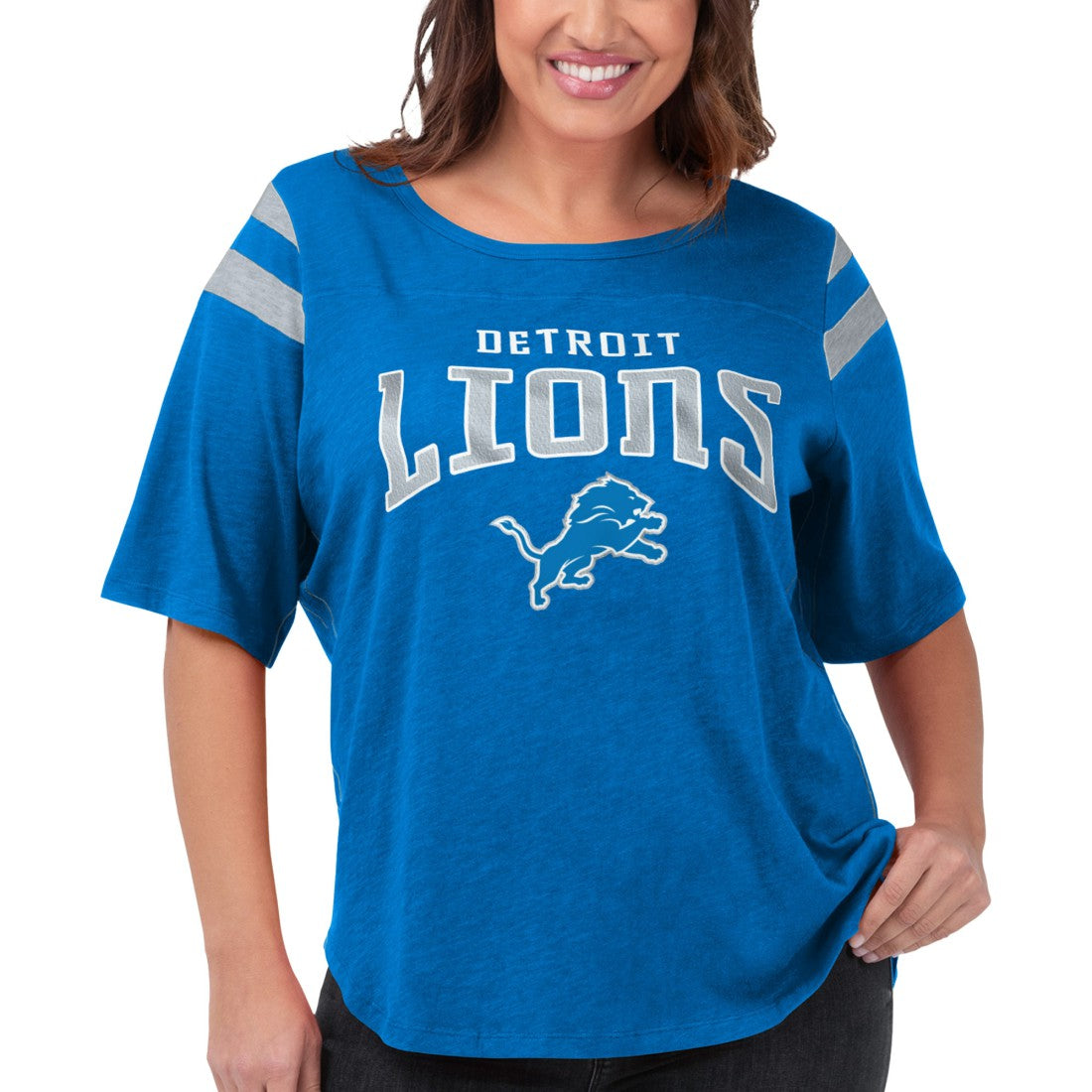 Detroit Lions G-III 4Her by Carl Banks Women's Plus Size Linebacker T-Shirt Royal - NFL