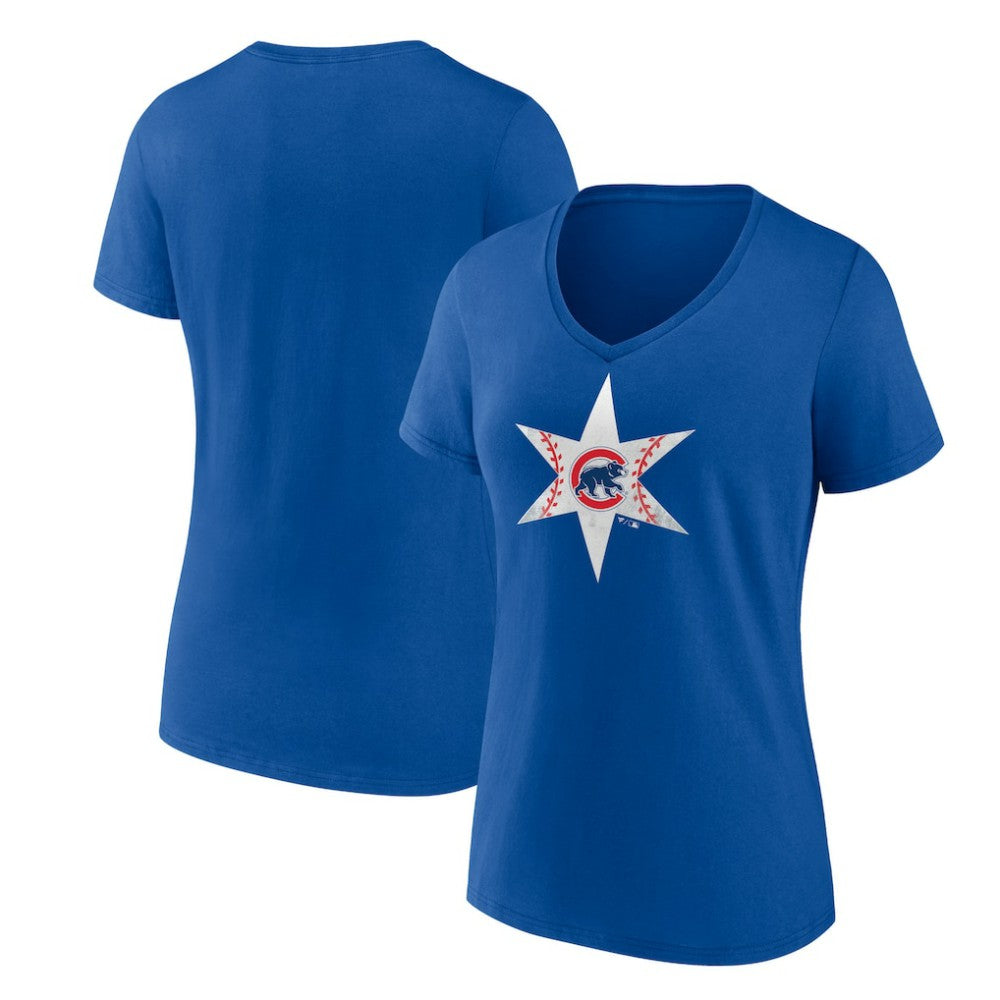 Chicago Cubs Women's Hometown Collection Chi Star V-Neck T-Shirt Lifestyle