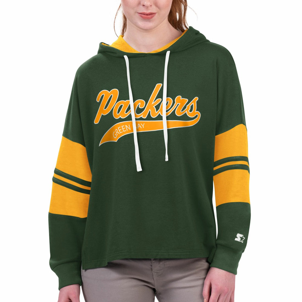 Green Bay Packers Starter Women's Bump And Run Long Sleeve Hoodie T-Shirt Green - NFL