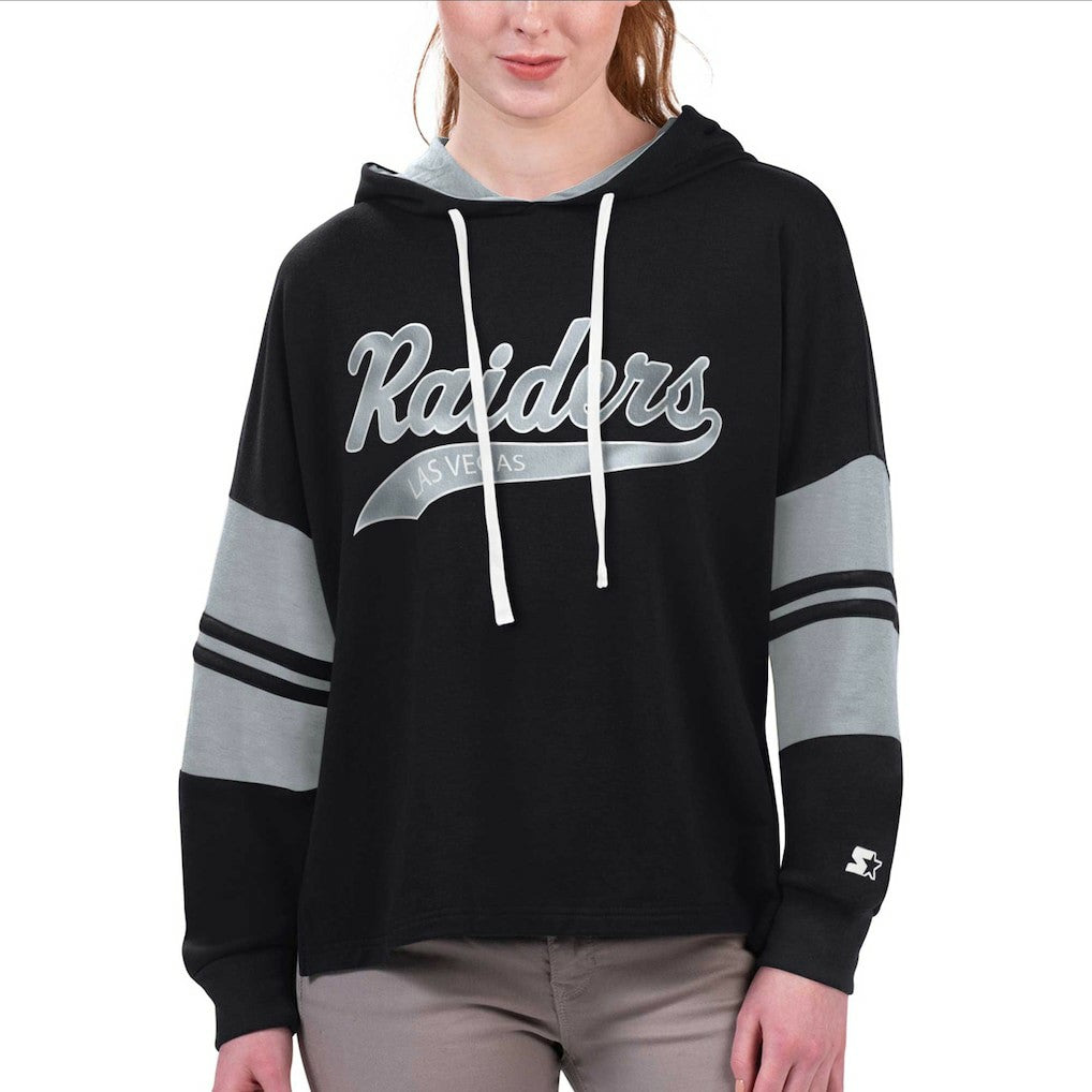 Las Vegas Raiders Starter Women's Bump And Run Long Sleeve Hoodie T-Shirt Black - NFL