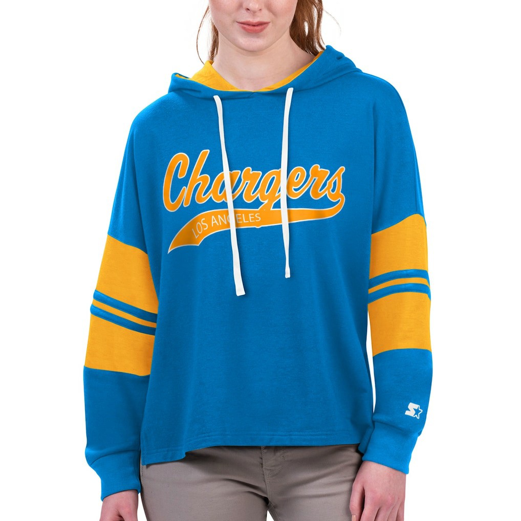 Los Angeles Chargers Starter Women's Bump And Run Long Sleeve Hoodie T-Shirt Powder Blue - NFL