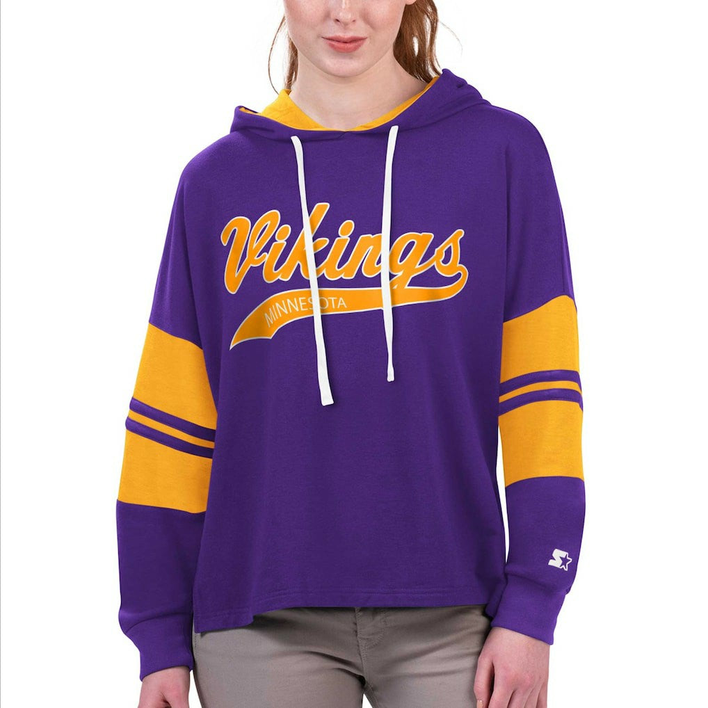 Minnesota Vikings Starter Women's Bump And Run Long Sleeve Hoodie T-Shirt Purple - NFL