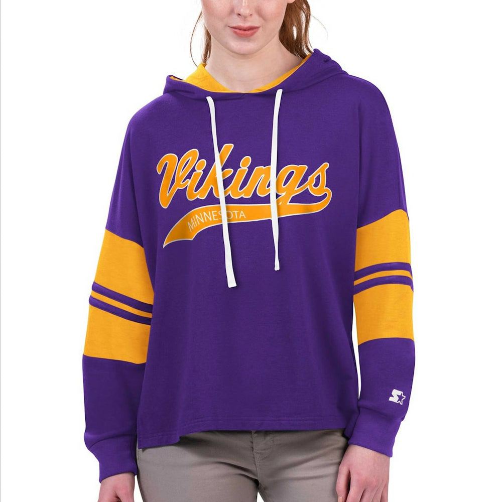 Minnesota Vikings Starter Women's Bump And Run Long Sleeve Hoodie T-Shirt Purple - NFL