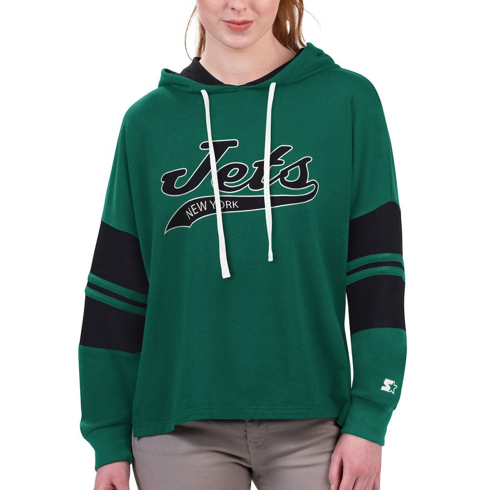 New York Jets Starter Women's Bump And Run Long Sleeve Hoodie T-Shirt Green - NFL
