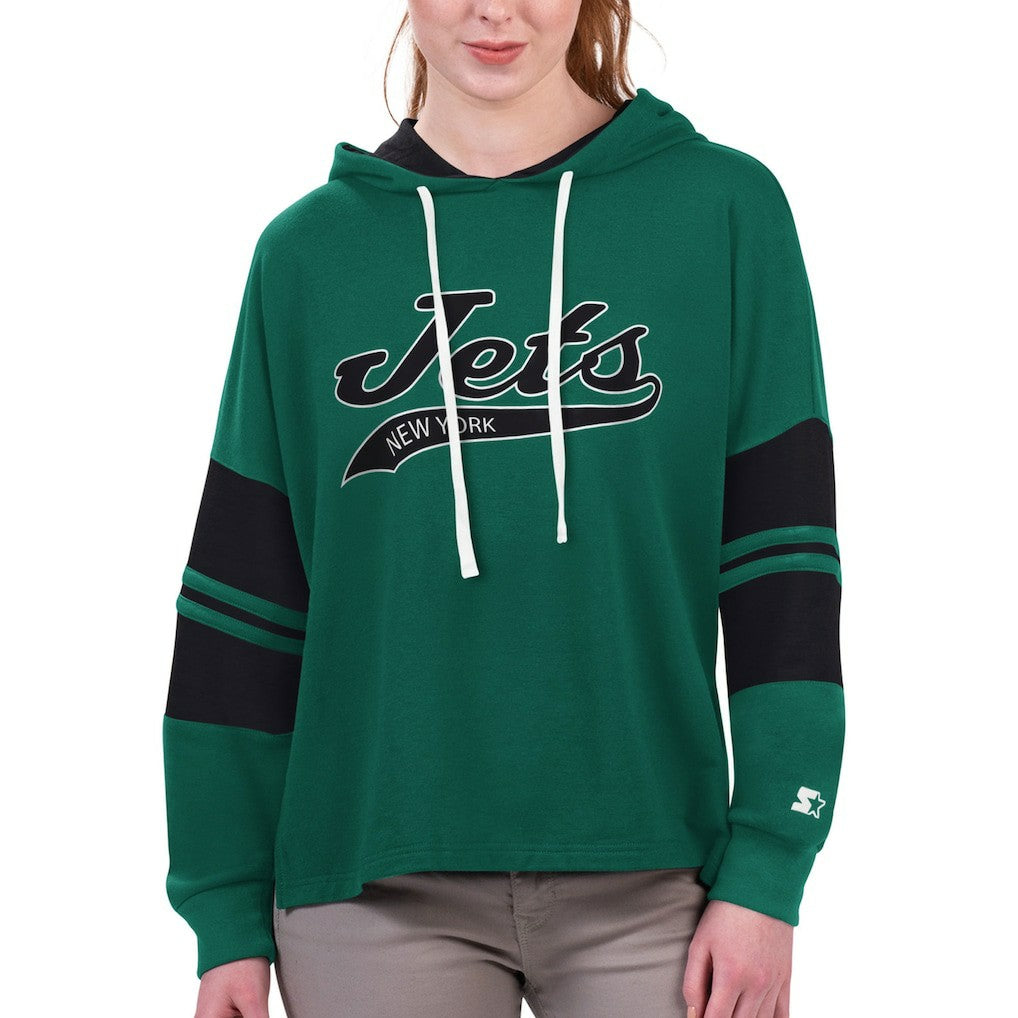 New York Jets Starter Women's Bump And Run Long Sleeve Hoodie T-Shirt Green - NFL