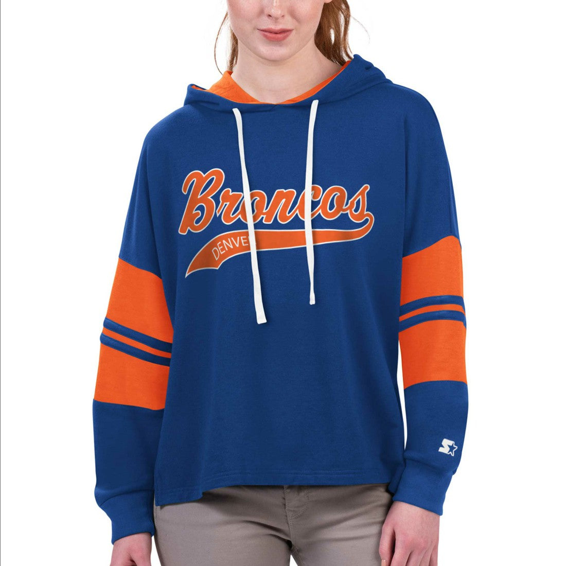 Denver Broncos Starter Women's Bump And Run Long Sleeve Hoodie T-Shirt Royal - NFL