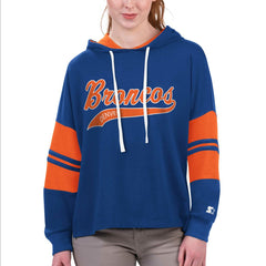 Denver Broncos Starter Women's Bump And Run Long Sleeve Hoodie T-Shirt Royal - NFL