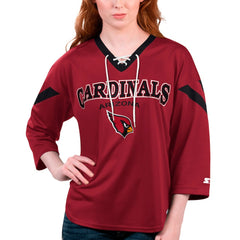 Arizona Cardinals Starter Women's Rally Lace-Up 3/4 Sleeve T-Shirt Cardinal - NFL