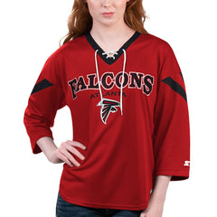 Atlanta Falcons Starter Women's Rally Lace-Up 3/4 Sleeve T-Shirt Red - NFL