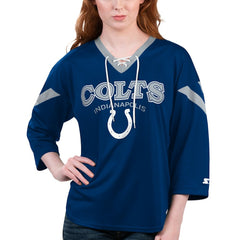 Indianapolis Colts Starter Women's Rally Lace-Up 3/4 Sleeve T-Shirt Royal - NFL