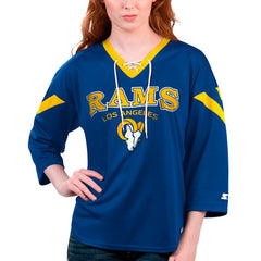 Los Angeles Rams Starter Women's Rally Lace-Up 3/4 Sleeve T-Shirt Royal - NFL