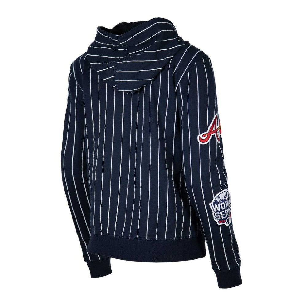 Atlanta Braves New Era Women's Pinstripe Tri-Blend Full-Zip Hoodie Jacket Lifestyle